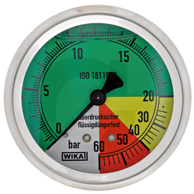 Glycerinový tlakoměr, manometr Wika přípoj 1/4″ zpět průměr 63 mm pro postřikovače 0-60