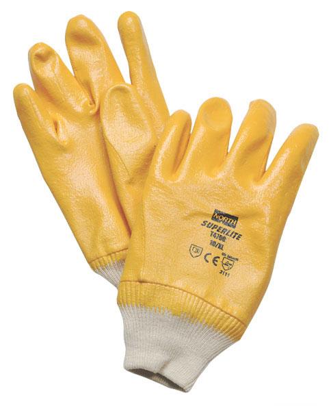Nitrilové rukavice Superlite Plus s bavlněnou nosnou tkaninou žluté