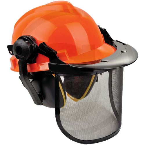 Dřevorubecká helma Granit Classic v kombinaci se sluchátky a ochranným štítem