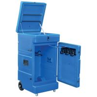 Plastový box na sedlo a vybavení na závody pro koně La GÉE modrý vertikální s kolečky