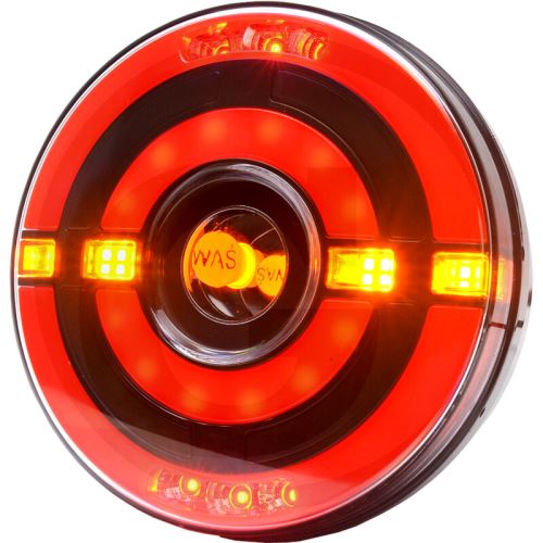 LED zadní světlo 12/24V levé a pravé koncové, brzdové, směrové kulaté dynamické blikání