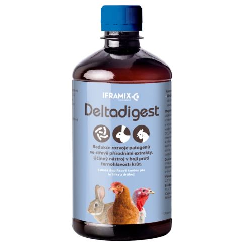 Deltadigest 500 ml pro redukci průjmů a nežádoucích patogenů ve střevech drůbeže a králíků